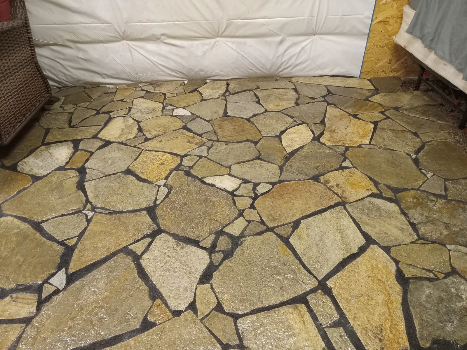 Close-up of a fitted flagstone patio